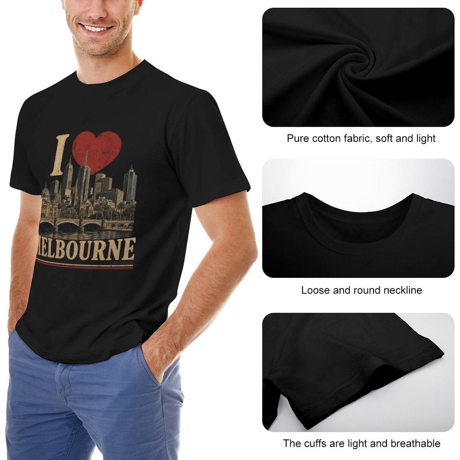 I LOVE MELBOURNE BLACK Unisex Tshirt
