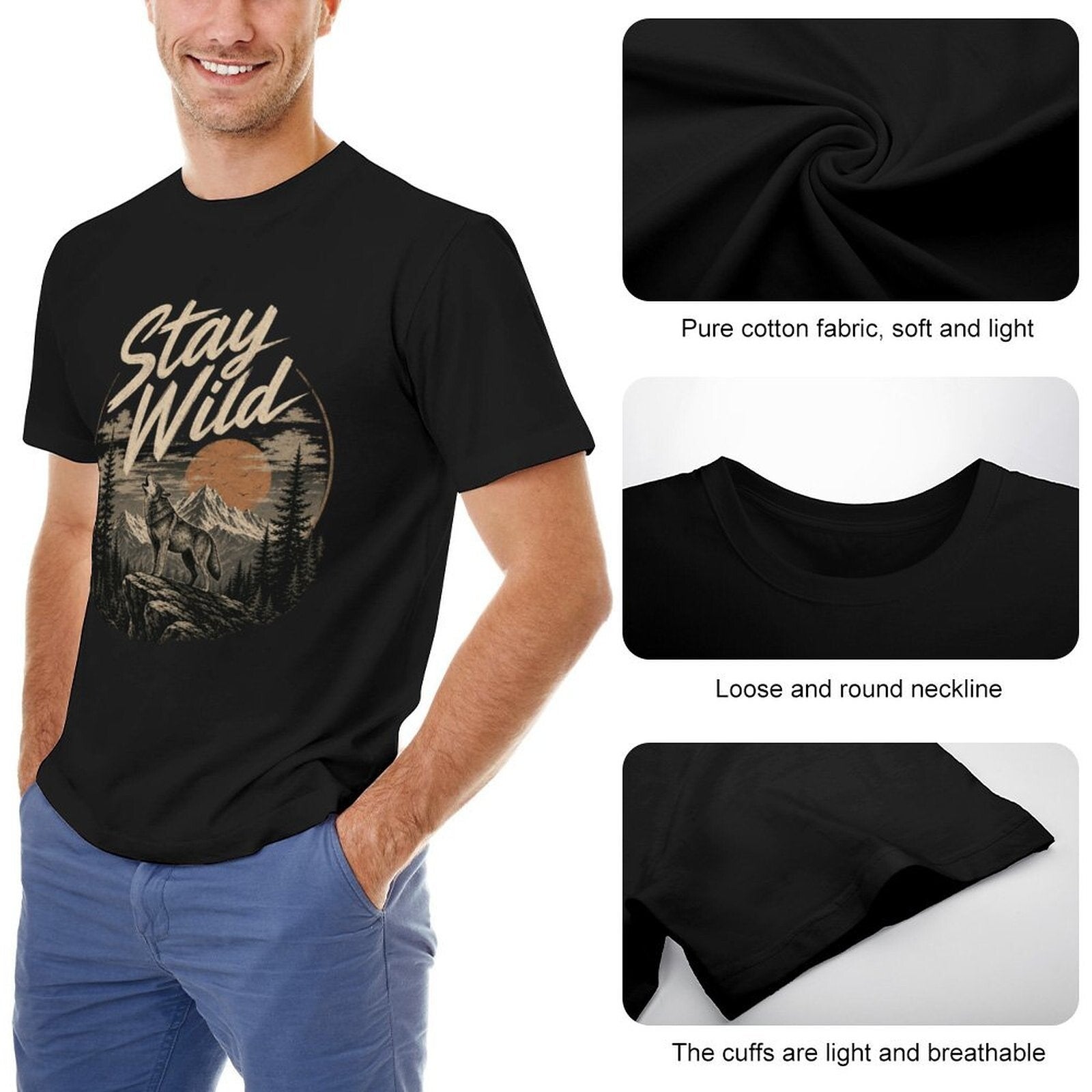 Stay Wild Black Tshirt