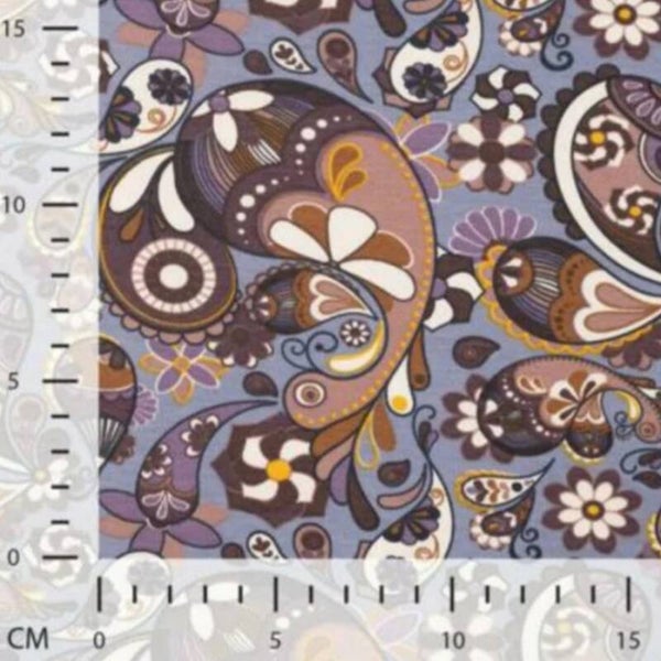 Baumwolljersey Paisley Jeansblau