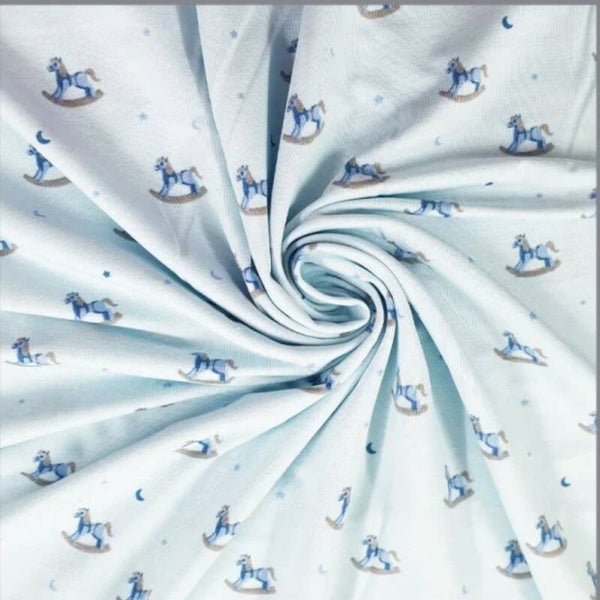 Baumwolljerswy Schaukelpferd babyblau