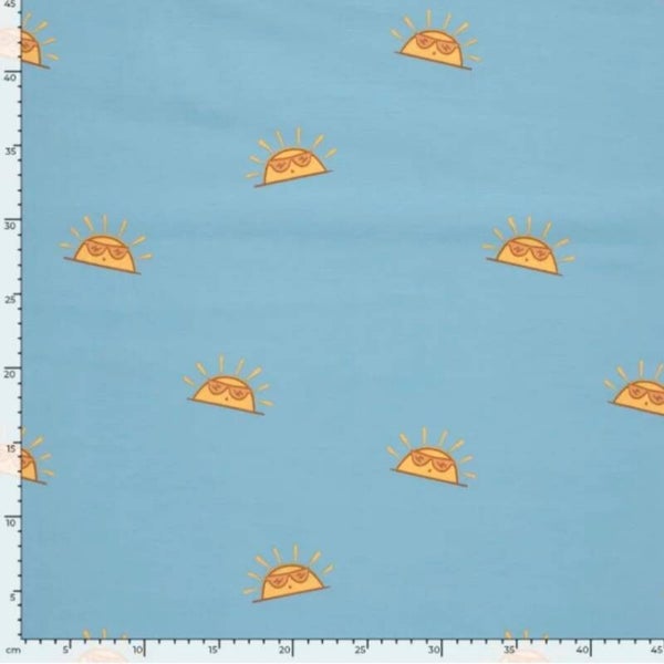 Baumwolljersey Coole Sonnen Wasserblau