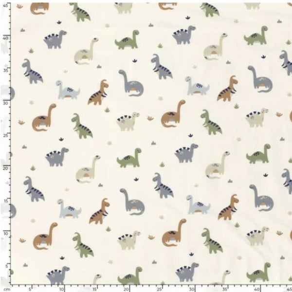 Baumwolljersey Süsse Dinos creme