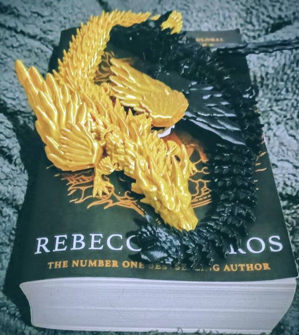 Fourth wing bookshelf decor 3d printed set of dragons