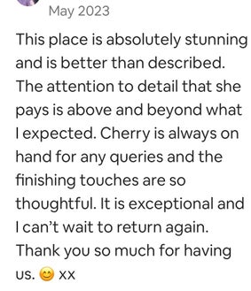 A review about Skylark Hut on Airbnb from a very satisfied guest