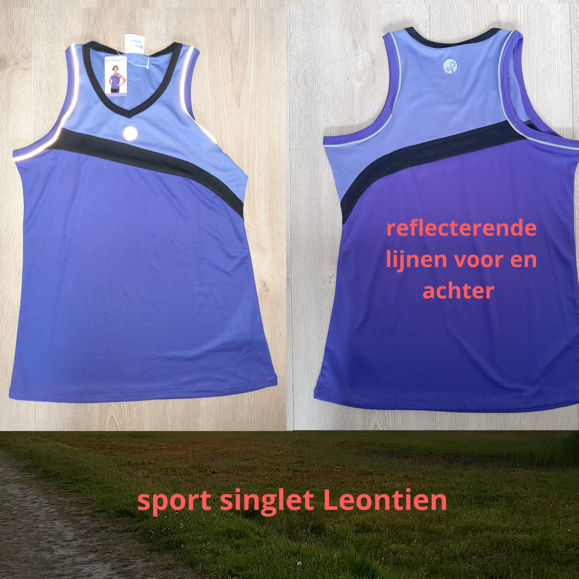 Singlet Leontien paars (vrouwen sporthemd)