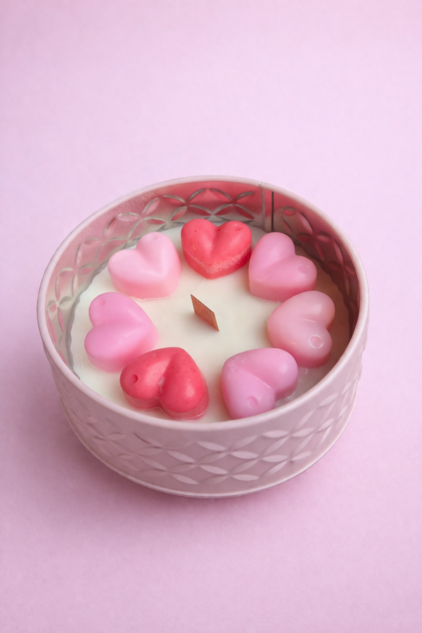 roze bon bon geurkaars vanille