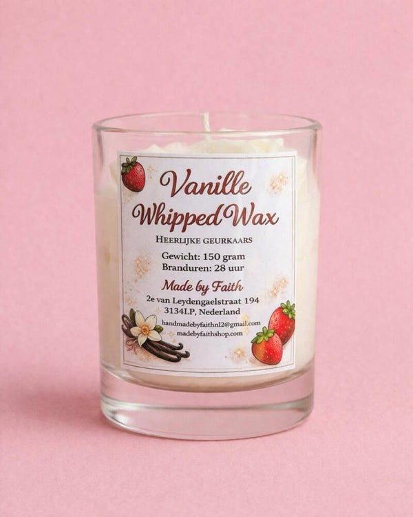 vanille whipped wax kaars met aardbeien