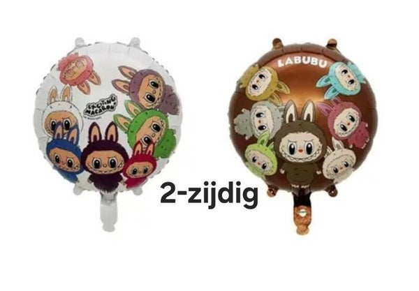 Labubu rond * 2-zijdig * wit/bruin