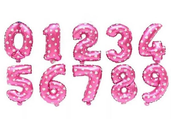 Cijfers * Roze hartjes 16" (40,6cm)