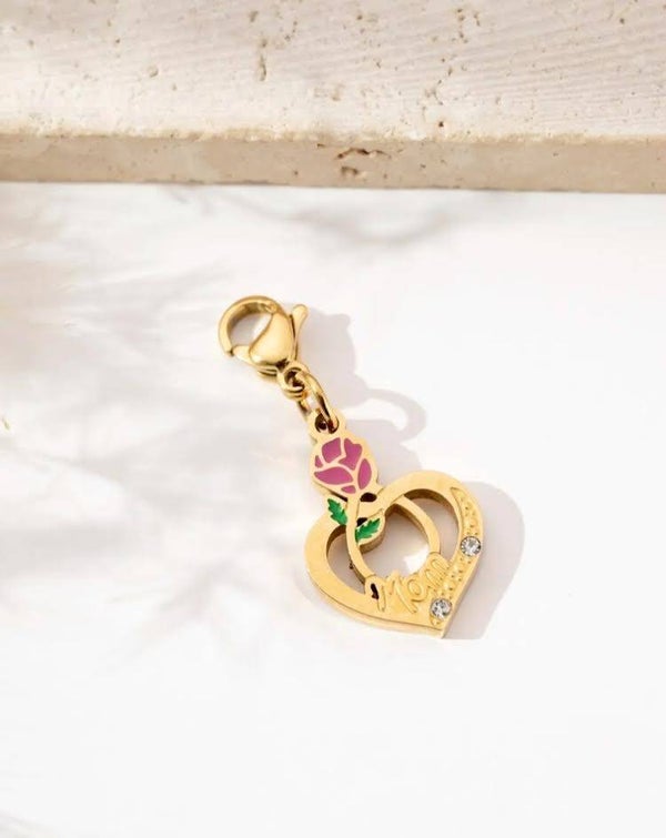 coeur maman avec rose