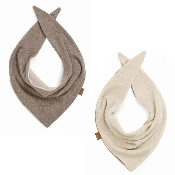 Écharpe réversible en mérinos - taupe-beige