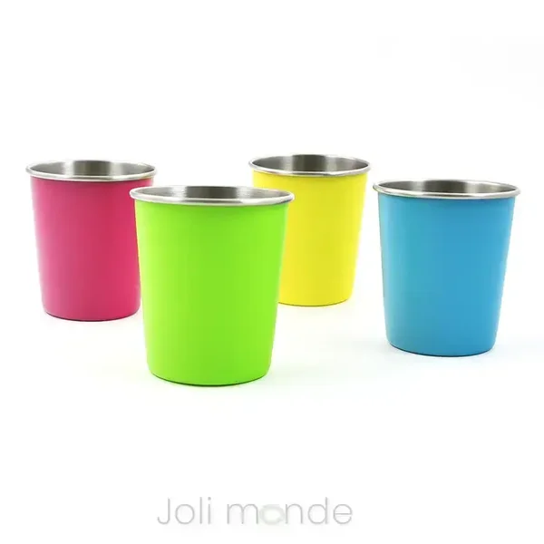 Ensemble de 4 P'tites timbales inox 180ml - COLOR