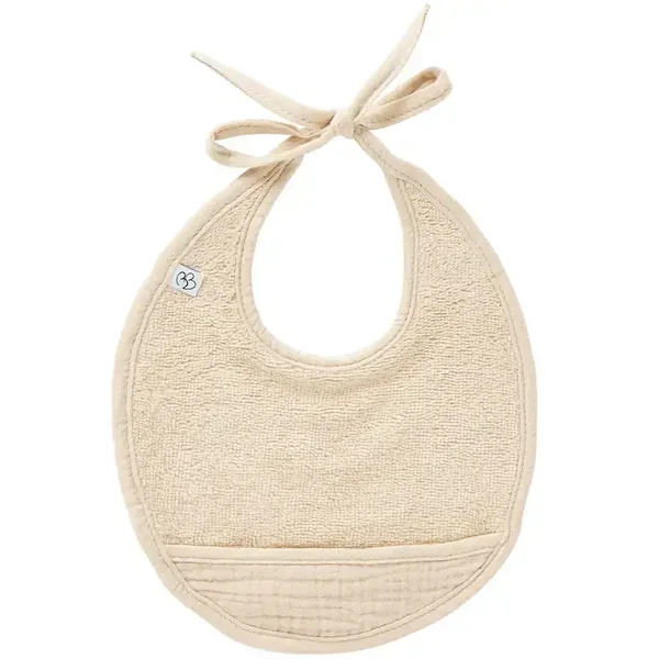 Bavoir naissance bi-matière - Biscuit