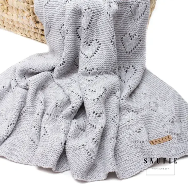 Couverture bébé | AMOUR tricoté | Gris
