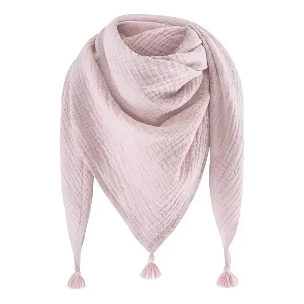 Foulard triangle en mousseline pour enfants - vieux rose