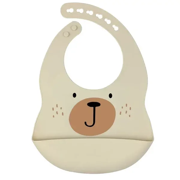 Bavoir silicone Ours - Beige