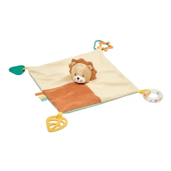 Nouveau  Doudou d'activité pour bébé Léon – Lion – 28 x 28 cm – Multicolore