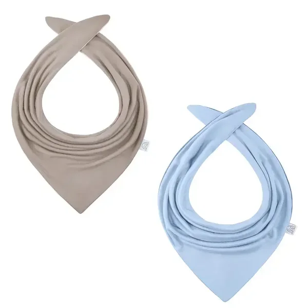 Écharpe réversible en bambou - taupe-bleu clair