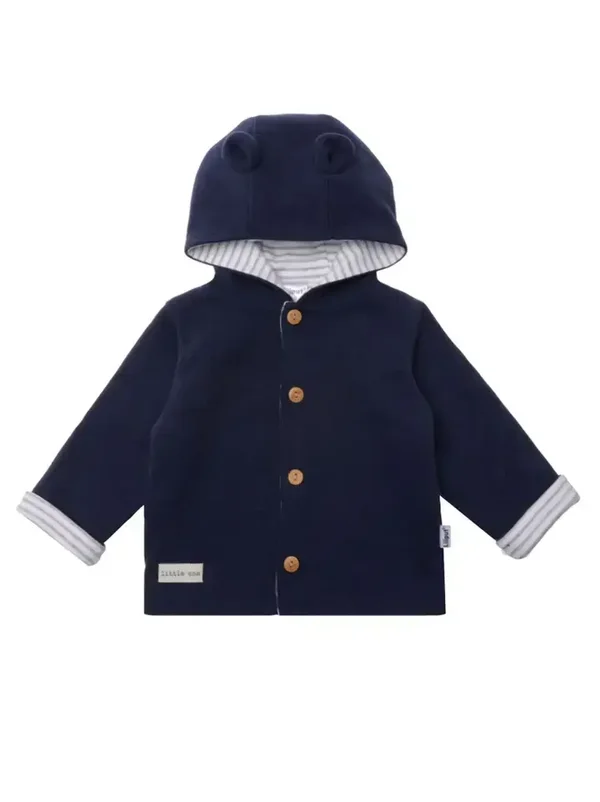 Cardigan en maille côtelée bleu marine