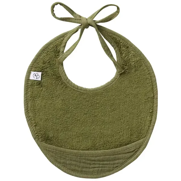 Bavoir naissance bi-matière - Fougère