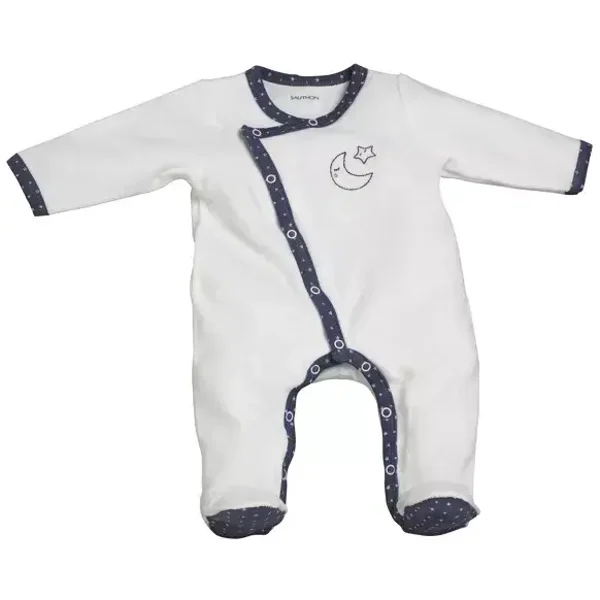 PYJAMA VELOURS BLANC MERLIN TAILLE 1 MOIS MERLIN  Sauthon Sauthon
