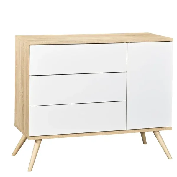 COMMODE 1 PORTE ET 3 TIROIRS BLANC VERSION TIROIRS BLANC SEVENTIES