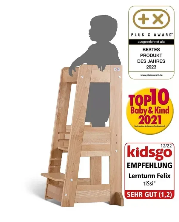Tour de découverte / tour d'apprentissage tiSsi® FELIX, qui grandit avec l'enfant, hêtre massif NATUREL  TiSsi TiSsi