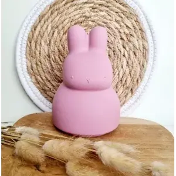 Tirelire souple en silicone - Lapin Rose