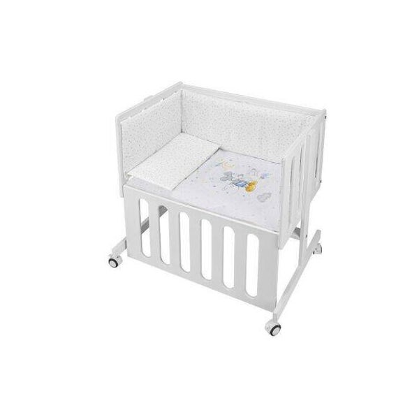 LIT CO-SOMMEIL MINANA EN HÊTRE BLANC + LITERIE + VÊTEMENT + MATELAS  Interbaby Interbaby
