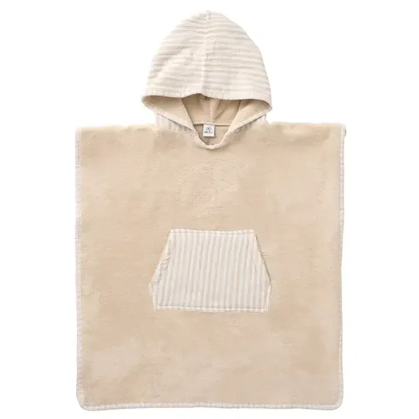 Poncho de bain à capuche bambou & gaze de coton galet