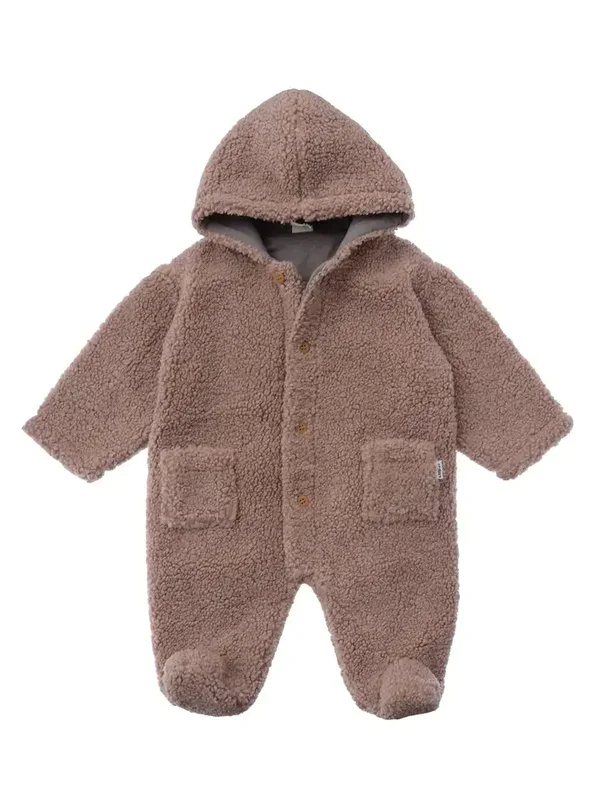 Combinaison bouclé en polaire vieux rose