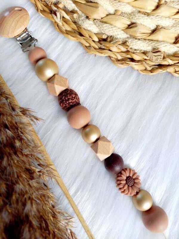 Attache tétine Daisy marron  Happy by Lies Happy by Lies