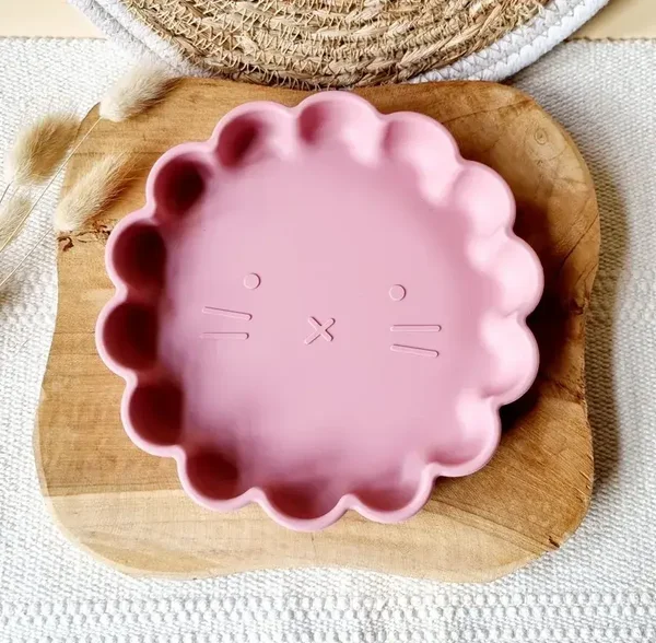 Assiette Silicone Lion - Rose Poudré