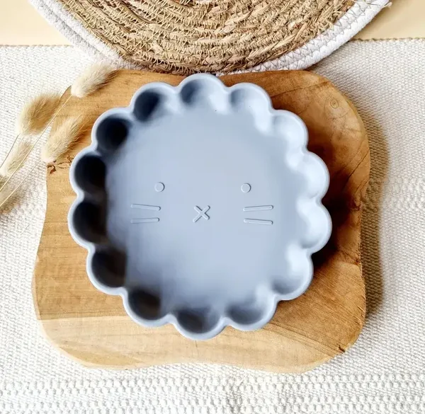 Assiette Silicone Lion - Gris Bleu