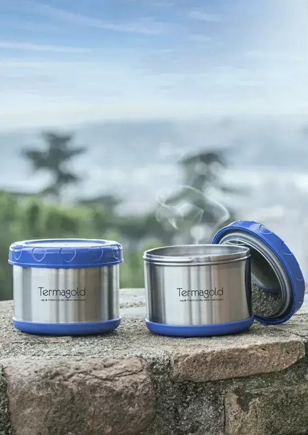 Lot de 2 Thermoses ONNA Collection TERMAGOLD pour Aliments Solides/Semi-Solides 500 ml - (Froid/Chaud) Acier Inox 304, Préserve la Température, Idéal Bureau, Excursions - Lavable au Lave-Vaisselle, Comprend Sac de Transport Comprend Sac  7AM ENFANT 7AM EN