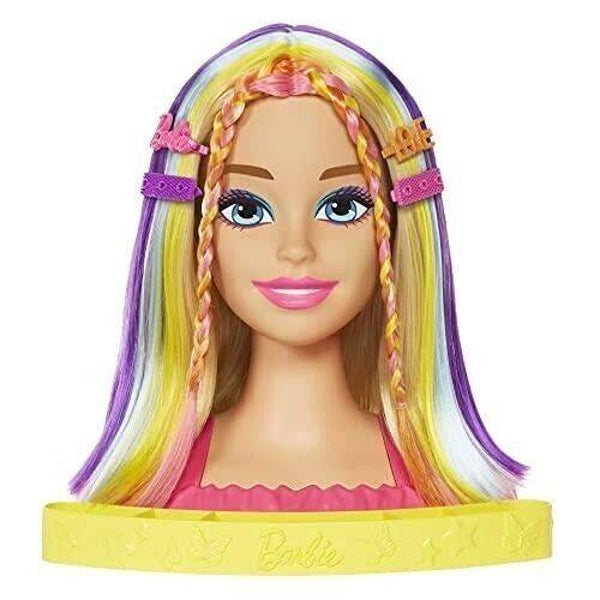 Mattel - réf : HMD78 - Barbie - Tête à Coiffer blonde avec mèches arc-en-cie - Dès 3 Ans  Mattel Mattel