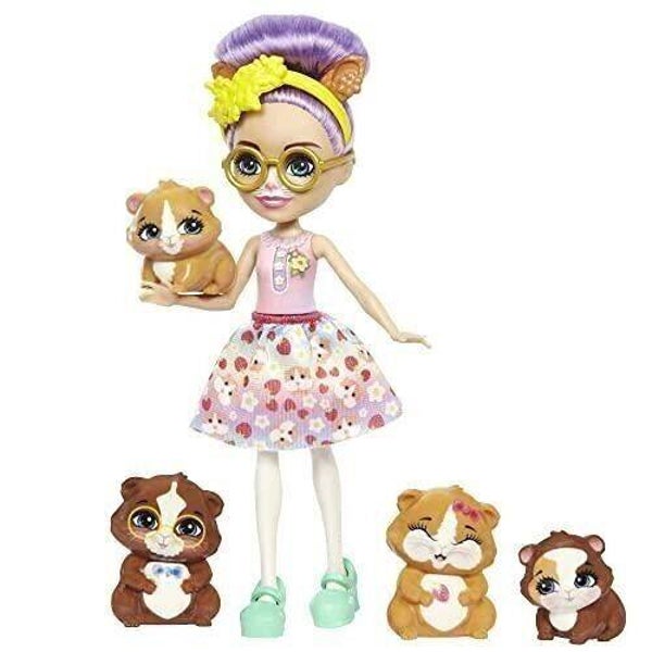 Mattel - réf : HHB84 - Enchantimals - Coffret Famille avec la Poupée Glee Cochon D’inde (15 Cm) et 4 Figurines d’animaux.  Mattel Mattel
