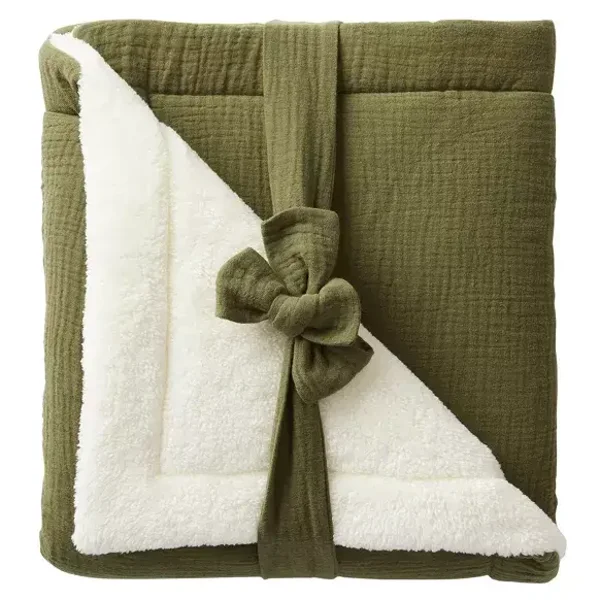 Couverture peluche double gaze & microfibre Mix & Match fougère  BB&Co BB&Co
