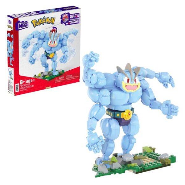 Mattel - Réf : HTH70 - Mega Pokémon Coffret Construction Mackogneur Mécanisé Avec Nouvelle Brique De Mouvement, Figurine Avec 4 Bras Articulés, Hauteur 18 Cm, 401 Pièces, Jouet Enfant, A Partir De 4 Ans  Mattel Mattel