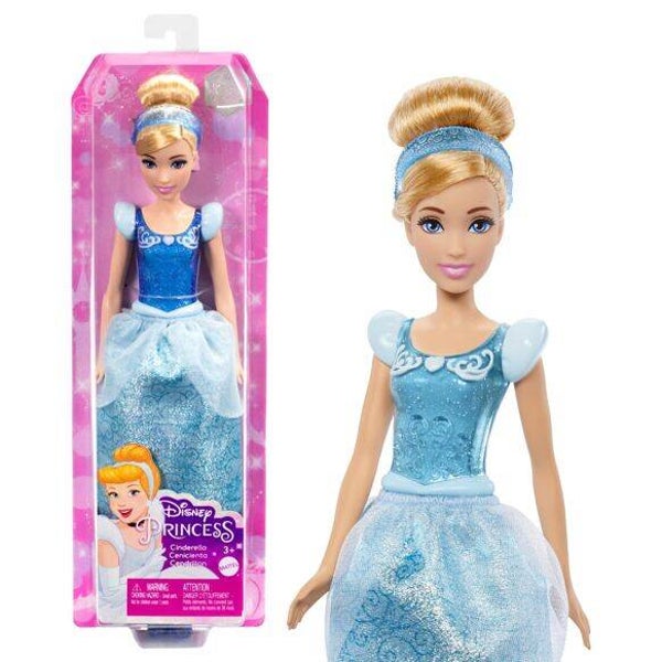 Mattel - Réf : HLW06 - Princesses Disney - Poupée Cendrillon articulée avec tenue scintillante et accessoires dont chaussures et diadème, Jouet Enfant, Dès 3 ans  Mattel Mattel