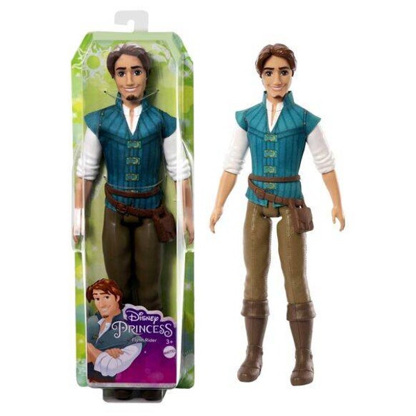 Mattel - Réf : HLV98 - Disney Princesses - Poupée articulée Flynn Rider avec tenue emblématique avec chemise en tissu, sacoche à la ceinture, pantalon et bottes moulés, à collectionner, Jouet Enfant, Dès 3 ans  Mattel Mattel