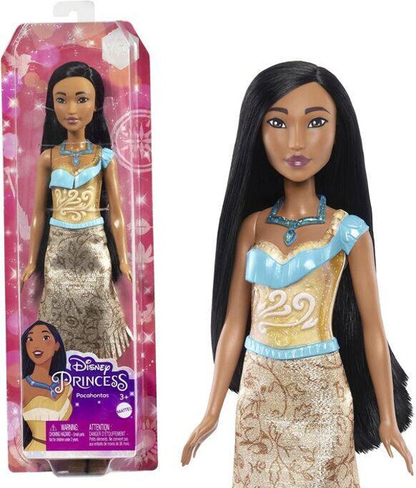 Mattel - Réf : HLW07 - Princesses Disney - Poupée Pocahontas articulée avec tenue scintillante et accessoires dont chaussures et collier, Jouet Enfant, Dès 3 ans  Mattel Mattel
