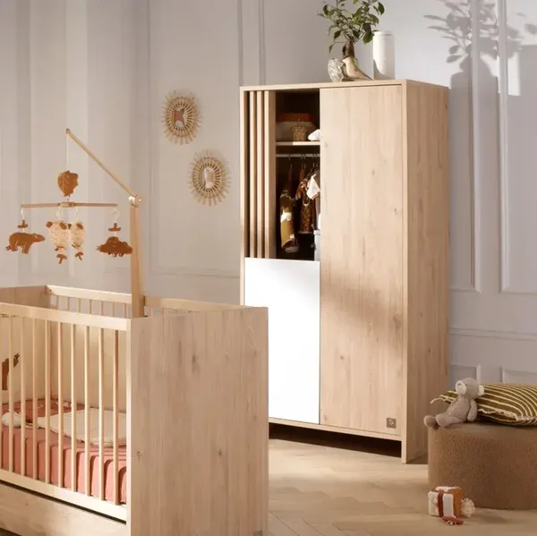 Armoire 2 portes et 1 niche avec claustra en bois décor chêne Suave - TOKYO
