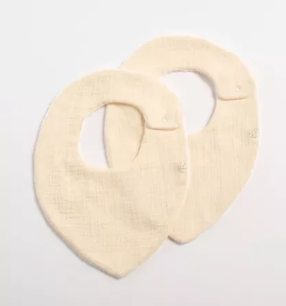 Lot de 2 bavoirs en gaze de coton - UNI VANILLA  Sauthon Sautho