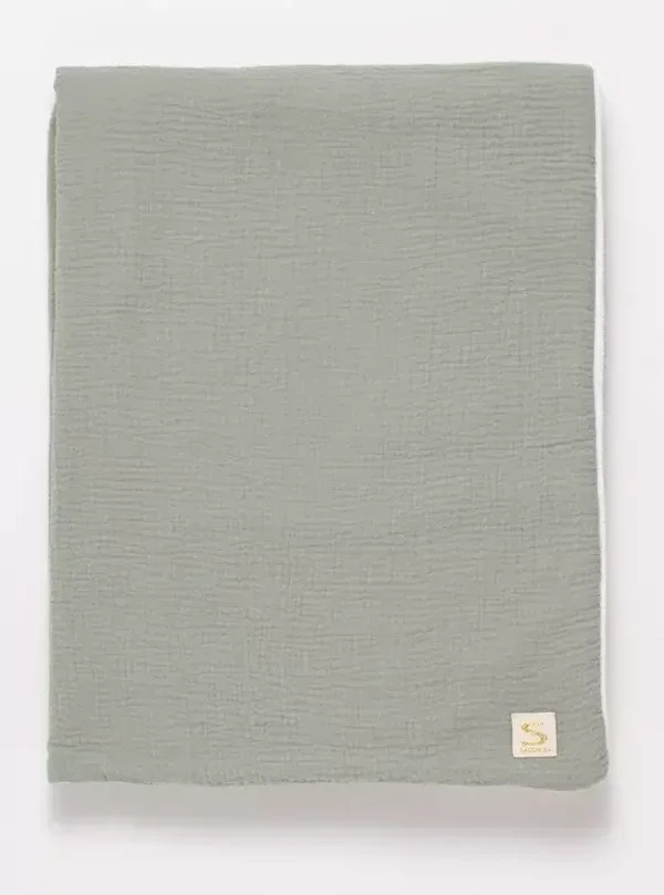 Couverture bébé en gaze de coton et polaire - UNI SAUGE  Sauthon Sauthon