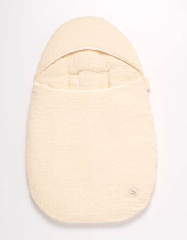 Nid d'ange bébé 5 attaches en double gaze de coton - UNI VANILLA  Sauthon