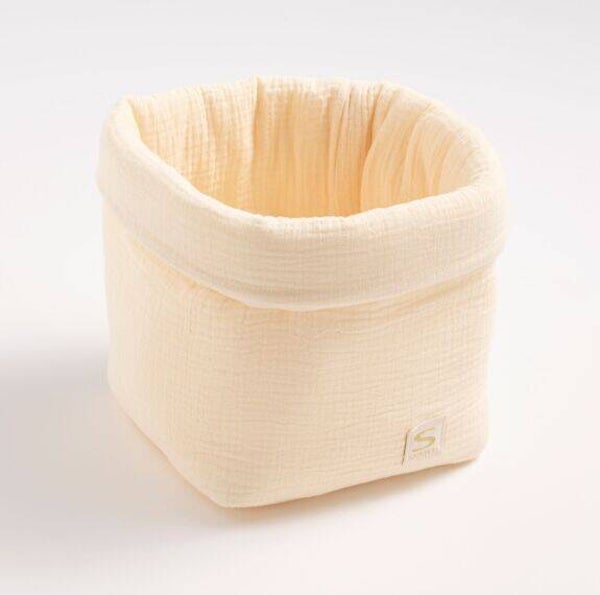Panière de rangement en double gaze de coton - UNI VANILLA