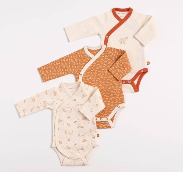 Bodies bébé croisés à manches longues 1 mois Lot de 3 - ORSINO