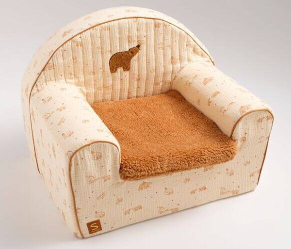 Fauteuil club enfant en gaze de coton et sherpa - ORSINO
