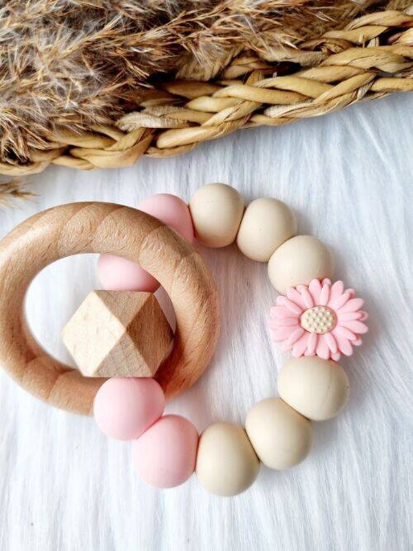 Anneau de dentition Daisy bébé rose  Happy by Lies Happy by Lies